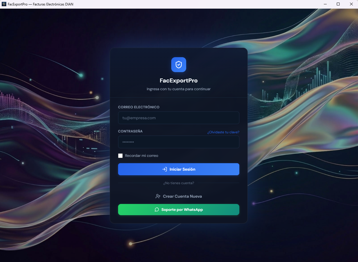 Ventana de FacExportPro